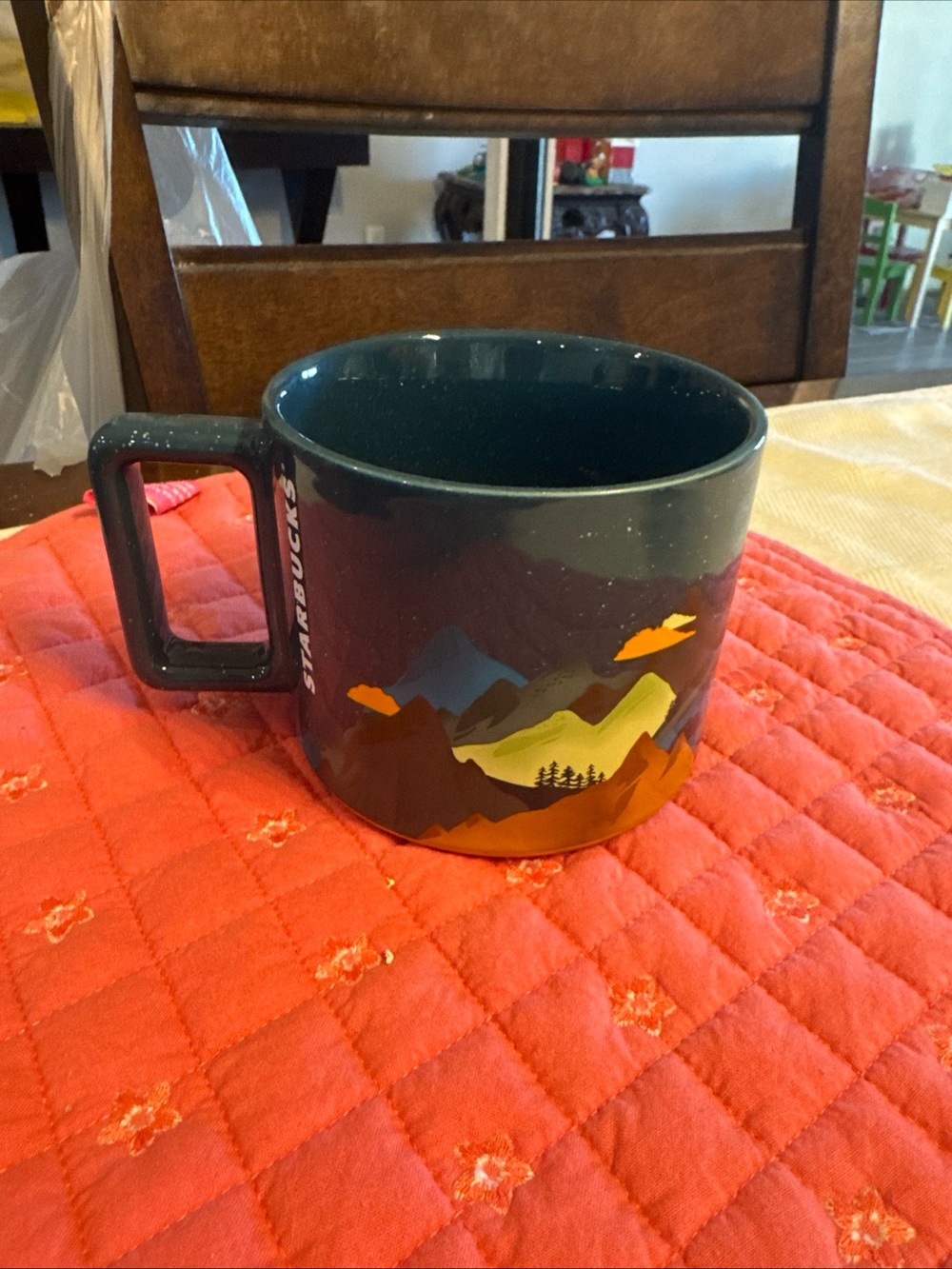 Starbucks Dark Green Mountain Scenic Ceramic Mug